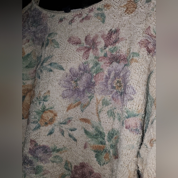 Vintage JJ Browne Floral Knit Sweater with Metallic Detailing SZ XL - Picture 2 of 7
